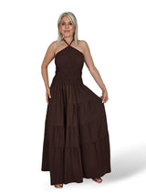 VESTIDO NIDO DE ABEJA CUELLO NUDO