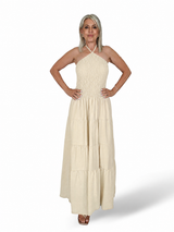 VESTIDO NIDO DE ABEJA CUELLO NUDO