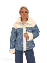 GIACCA IN DENIM CON PAILLETTES E FODERA TRASPARENTE