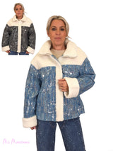 GIACCA IN DENIM CON PAILLETTES E FODERA TRASPARENTE