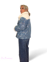 GIACCA IN DENIM CON PAILLETTES E FODERA TRASPARENTE