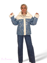 GIACCA IN DENIM CON PAILLETTES E FODERA TRASPARENTE