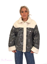 GIACCA IN DENIM CON PAILLETTES E FODERA TRASPARENTE