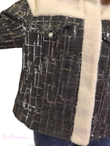 Casaco de ganga com lantejoulas e forro transparente