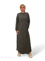 VESTIDO LARGO TERCIOPELO RAYAS JOT