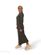 VESTIDO LARGO TERCIOPELO RAYAS JOT