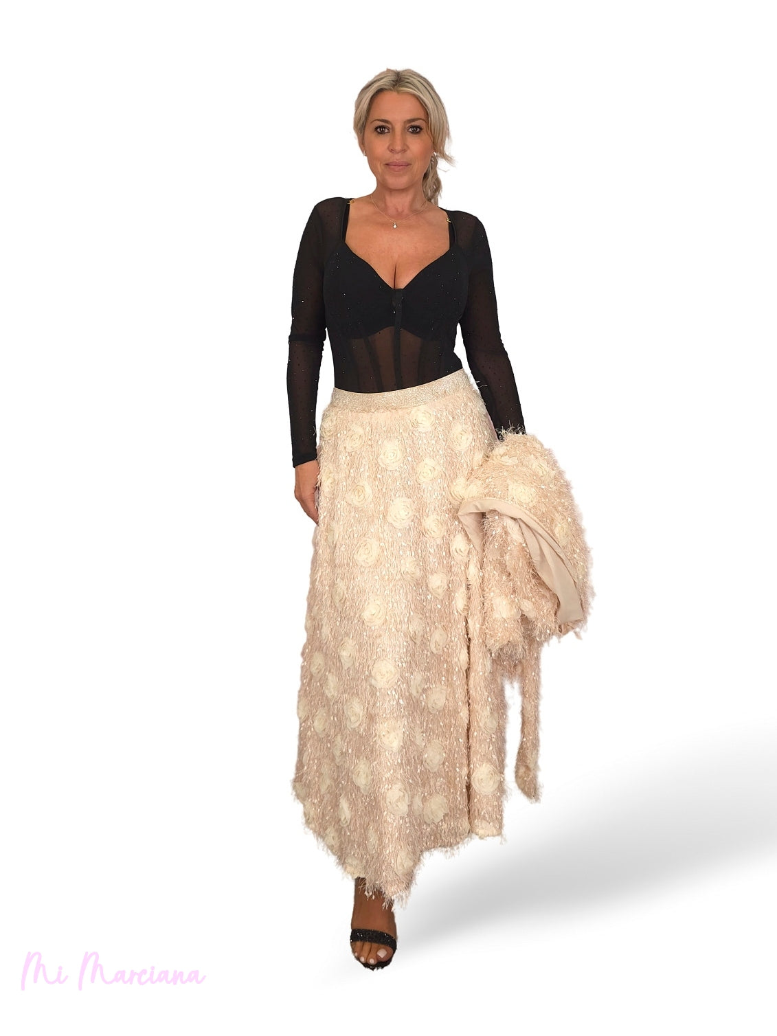 CONJUNTO HILO Y FLOR ORGANZA