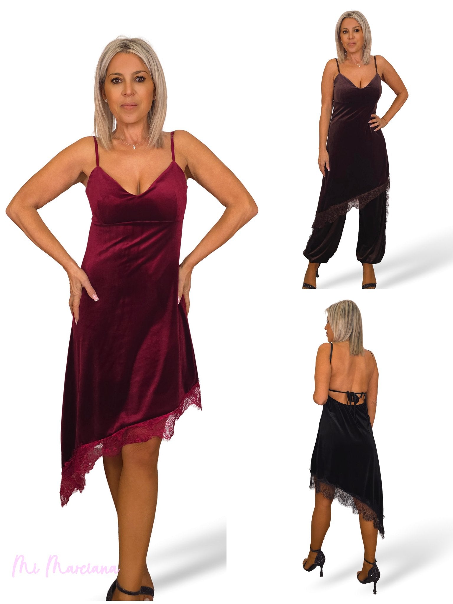 Top de veludo estilo camisola com decote nas costas