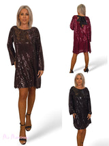 MAXI VESTIDO CORTO LENTEJUELAS LAZO