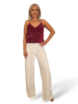 PANTALÓN ANCHO TERCIOPELO LENTEJUELAS