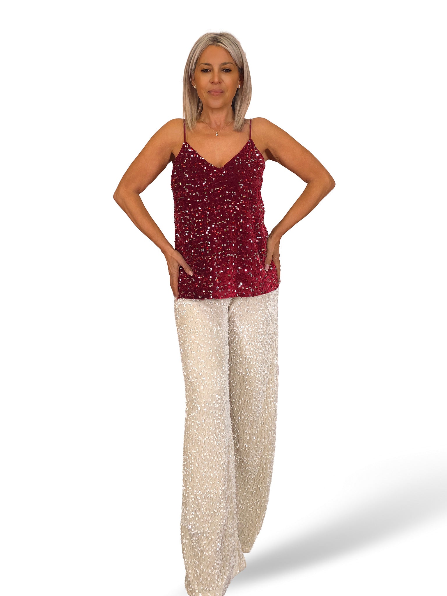 PANTALÓN ANCHO TERCIOPELO LENTEJUELAS