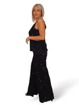 PANTALÓN ANCHO TERCIOPELO LENTEJUELAS