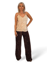 PANTALÓN ANCHO TERCIOPELO LENTEJUELAS