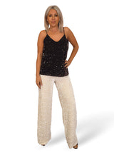 PANTALÓN ANCHO TERCIOPELO LENTEJUELAS