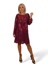 MAXI VESTIDO CORTO LENTEJUELAS LAZO