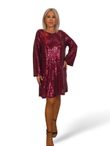 MAXI VESTIDO CORTO LENTEJUELAS LAZO