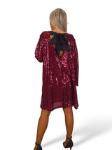 MAXI VESTIDO CORTO LENTEJUELAS LAZO