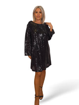 MAXI VESTIDO CORTO LENTEJUELAS LAZO