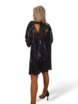 MAXI VESTIDO CORTO LENTEJUELAS LAZO