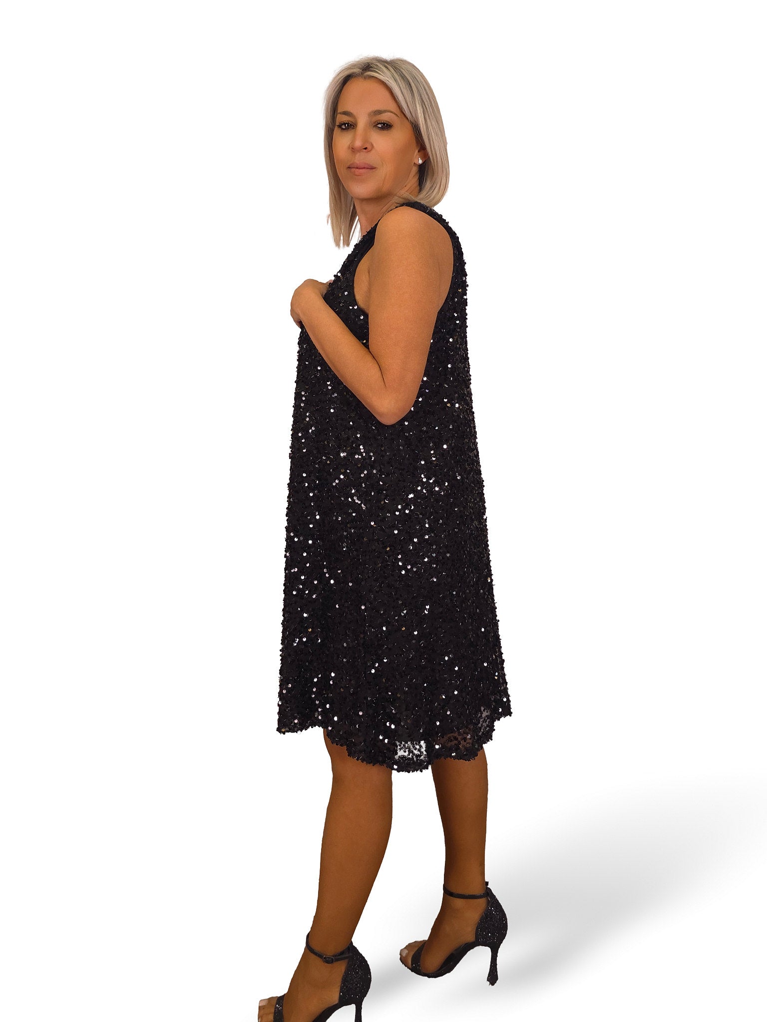 VESTIDO CORTO TUL LENTEJUELAS