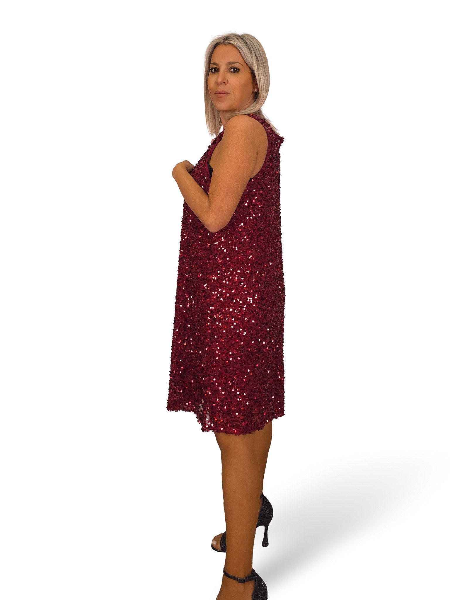 VESTIDO CORTO TUL LENTEJUELAS