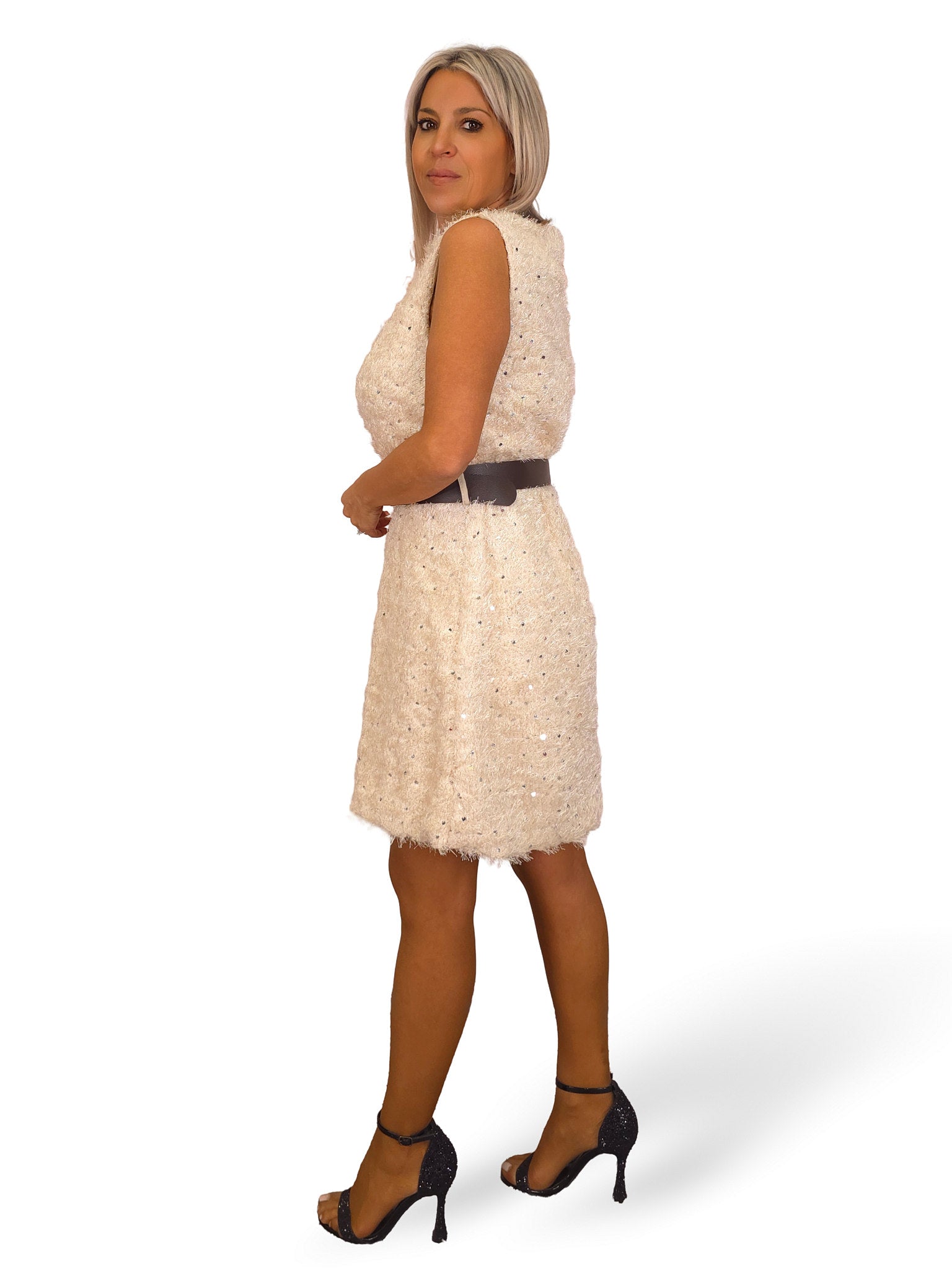 VESTIDO CORTO HILO TERCIOPELO LENTEJUELAS