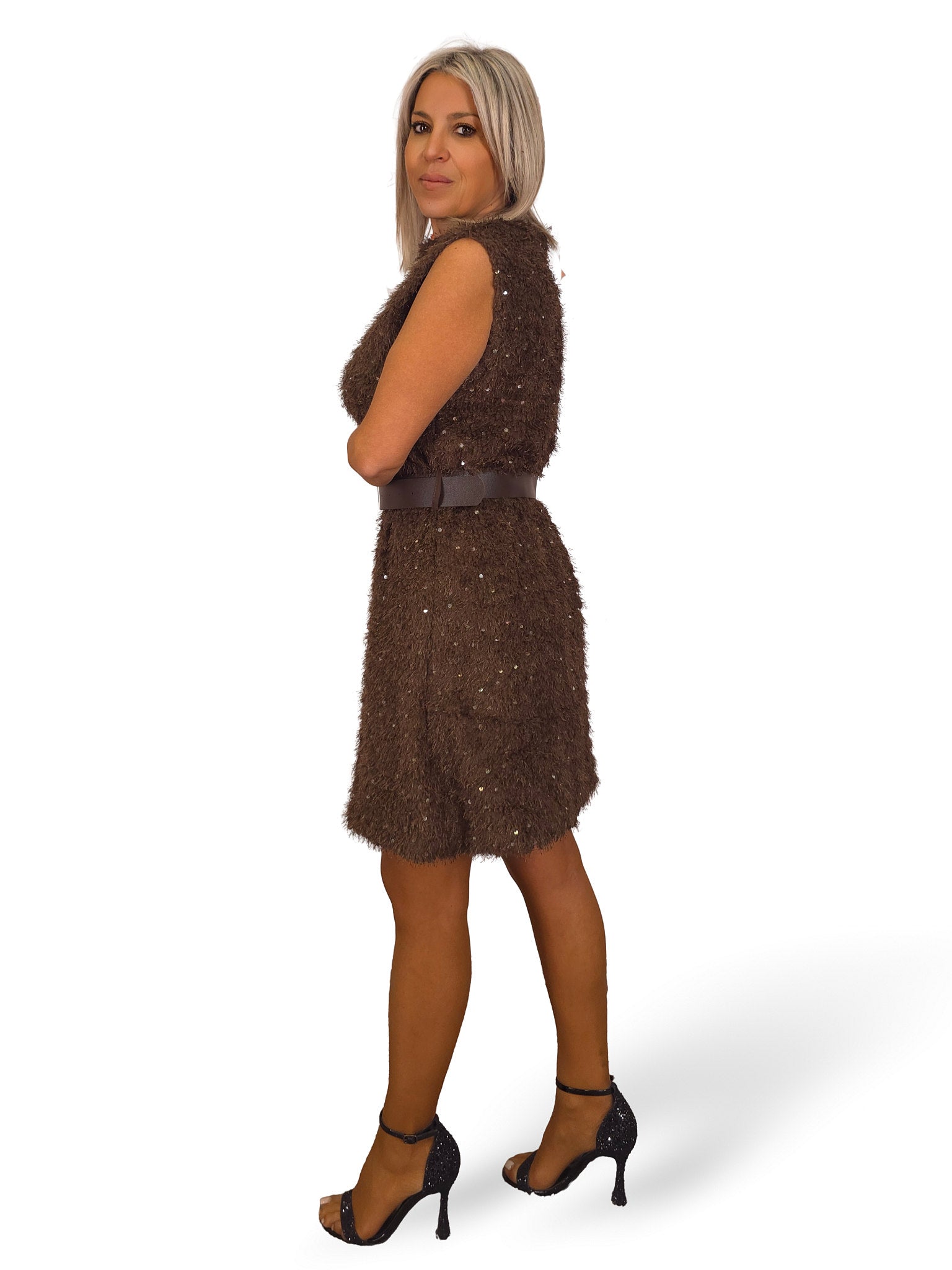 VESTIDO CORTO HILO TERCIOPELO LENTEJUELAS