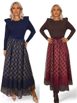 FALDA TUL CUADROS JOT