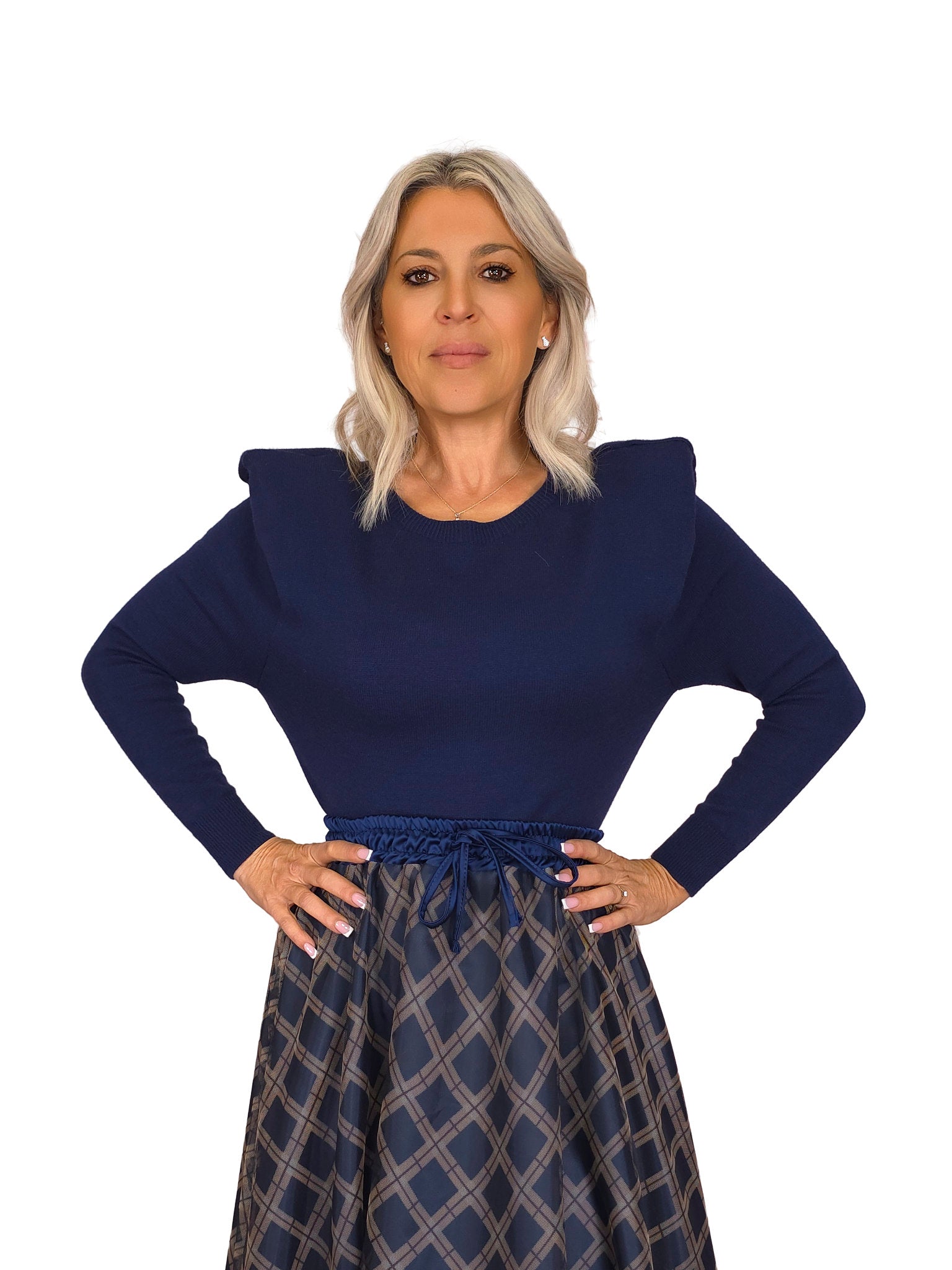 Camisola de malha com ombreiras