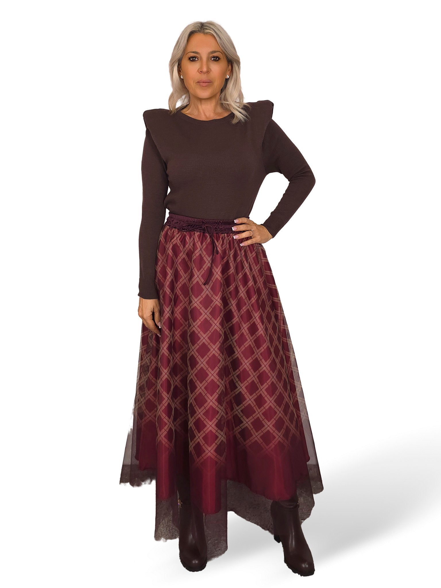 Camisola de malha com ombreiras