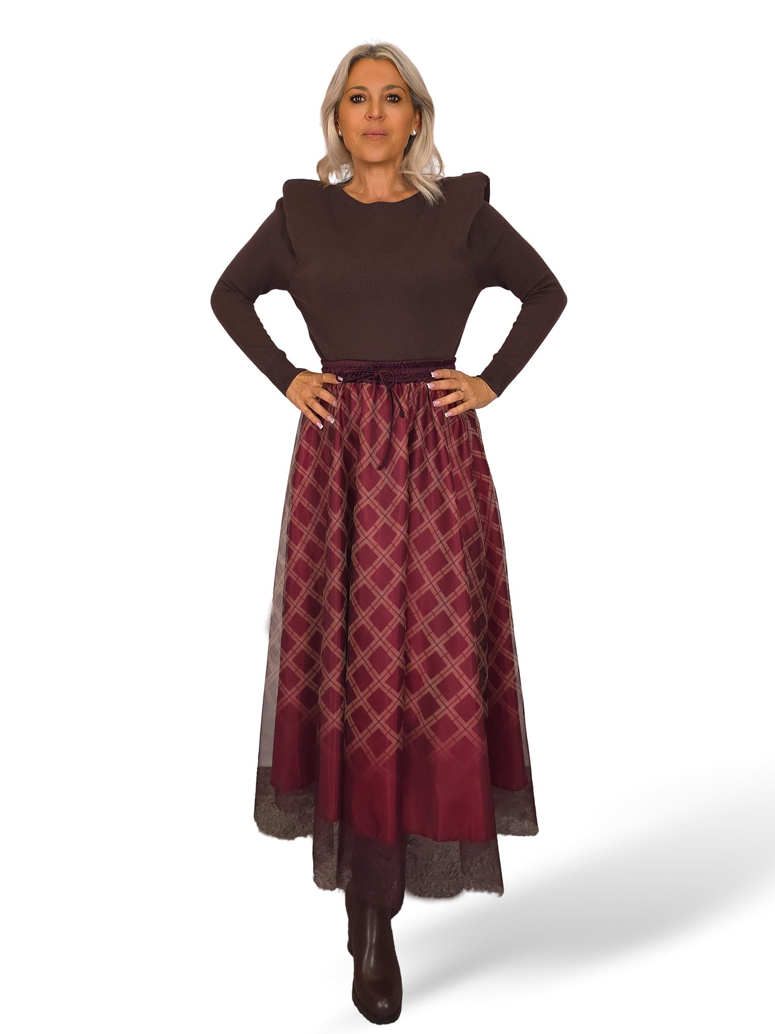 Camisola de malha com ombreiras