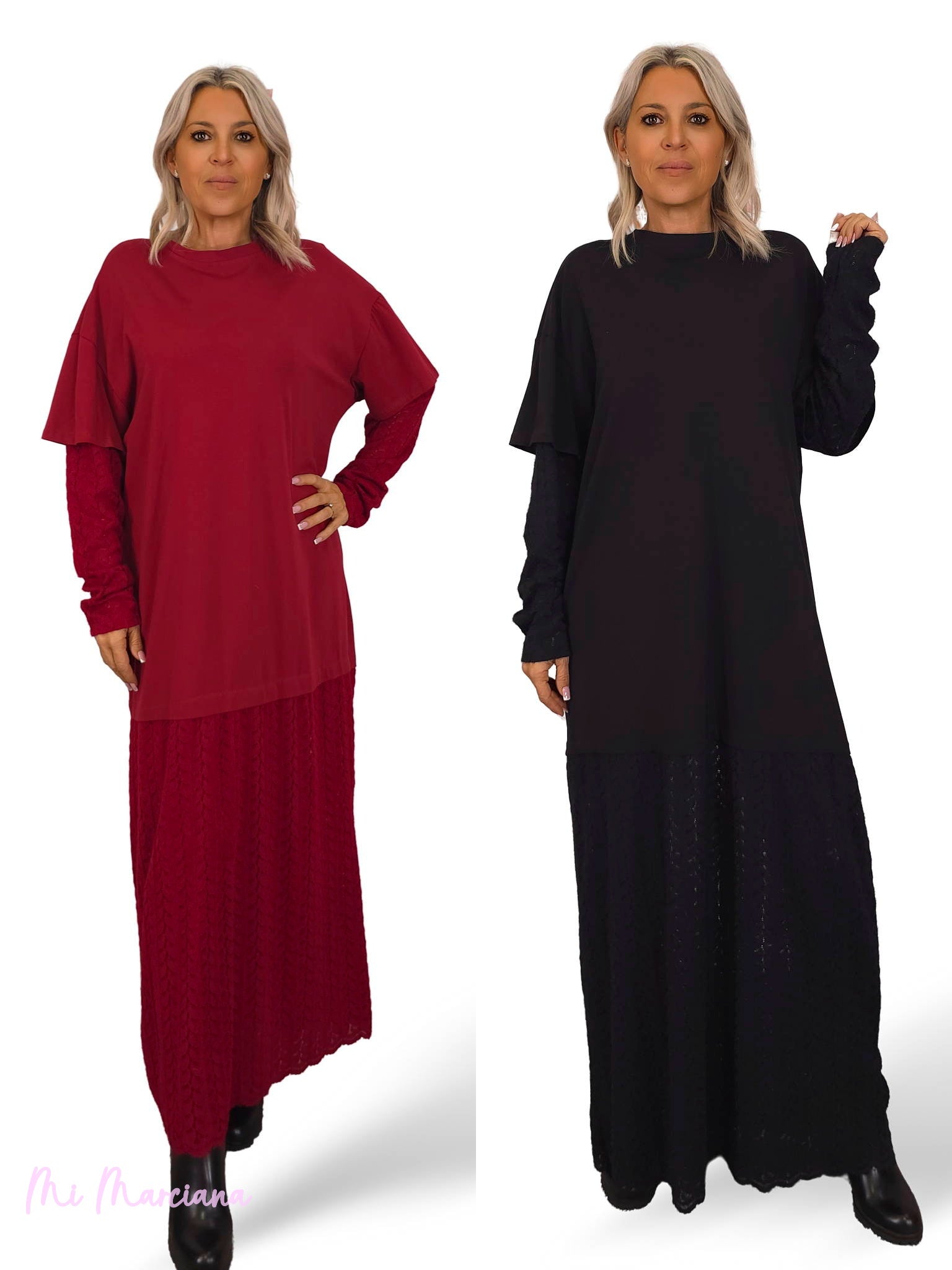 VESTIDO JOT T-SHIRT COM MALHA ESPINHA DE PEIXE