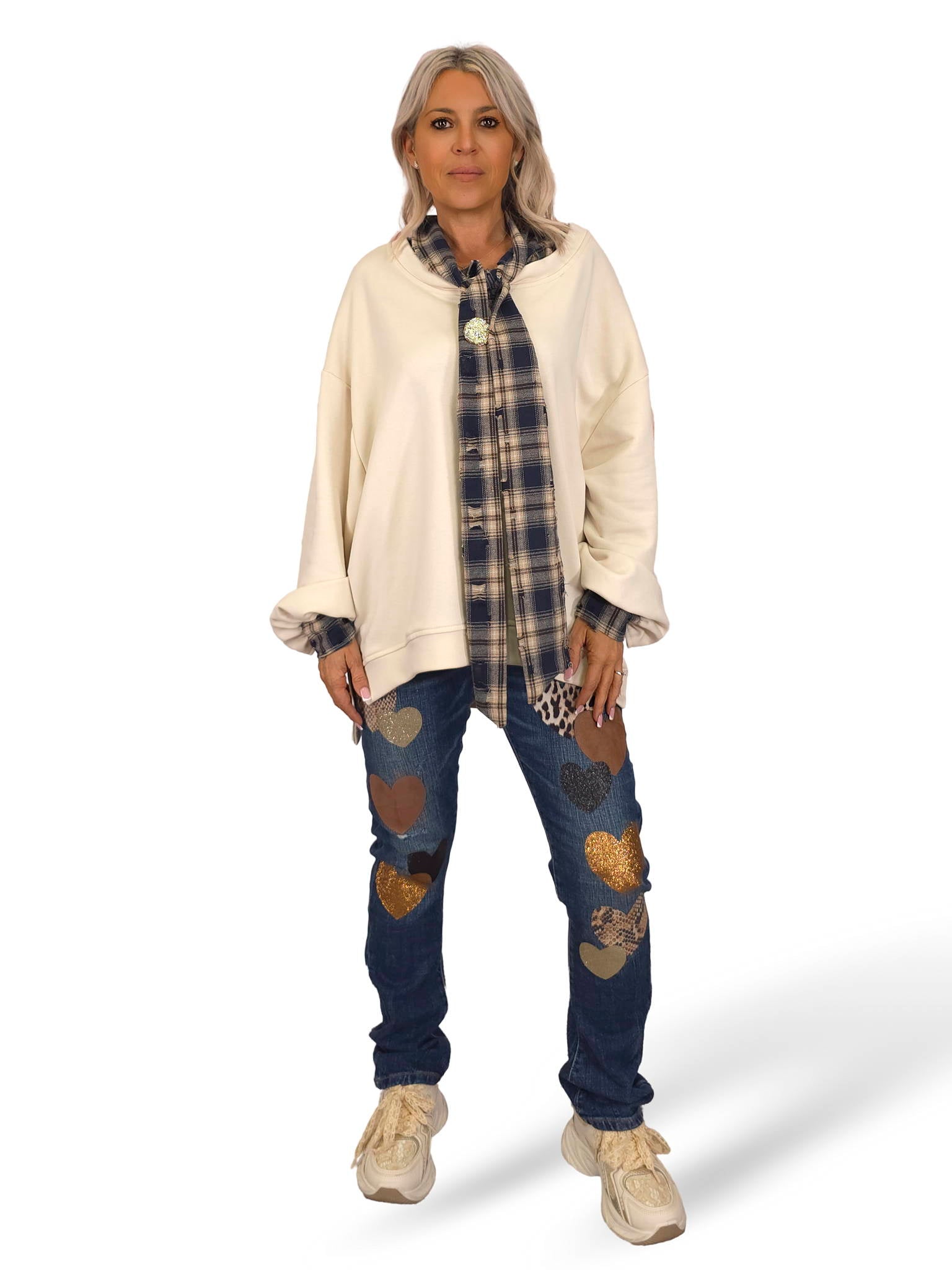 Sweatshirt oversized JOT com gola de fita