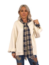 SUDADERA OVERSIZE CUELLO LAZO CUADROS JOT