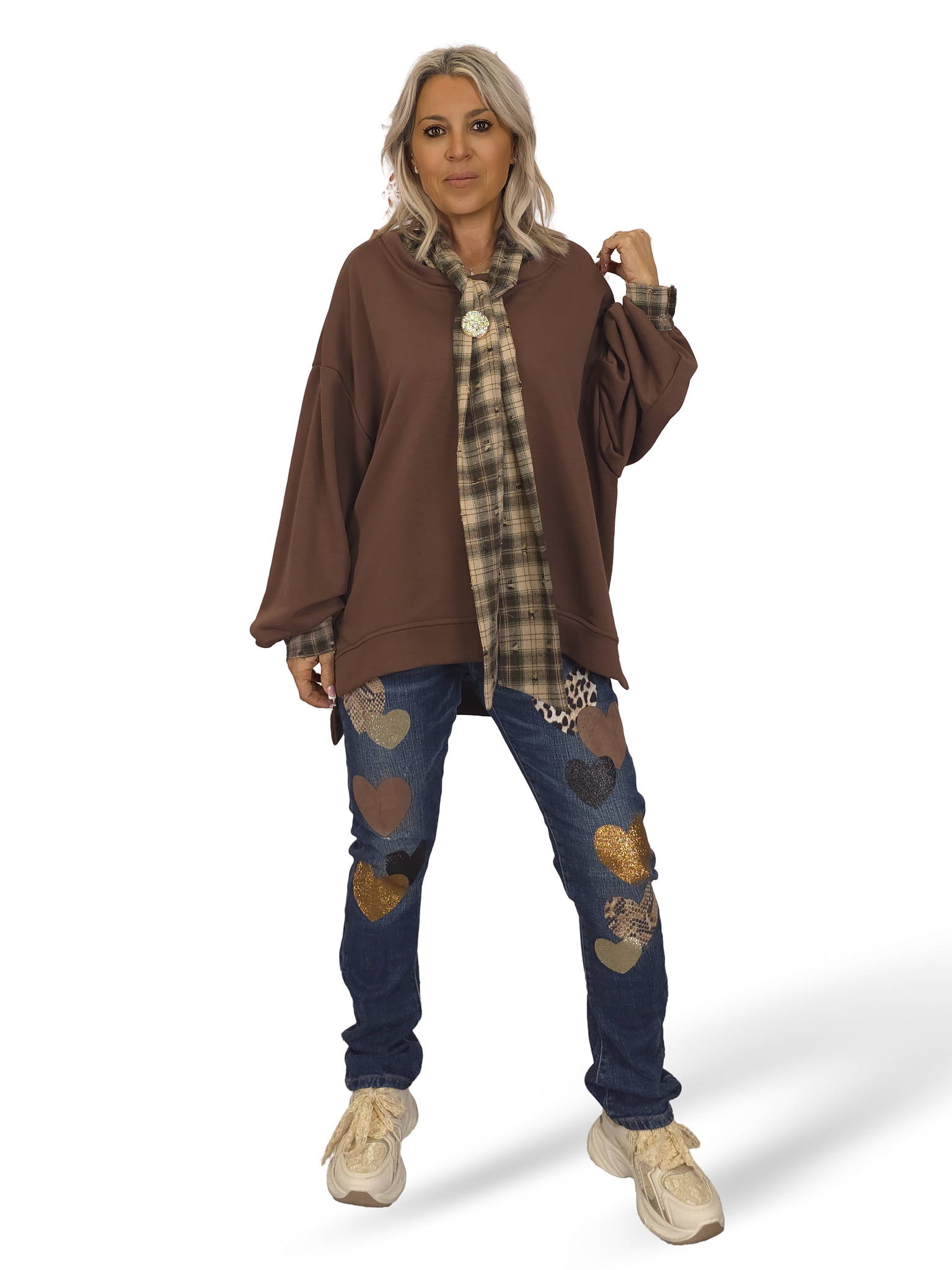 Sweatshirt oversized JOT com gola de fita