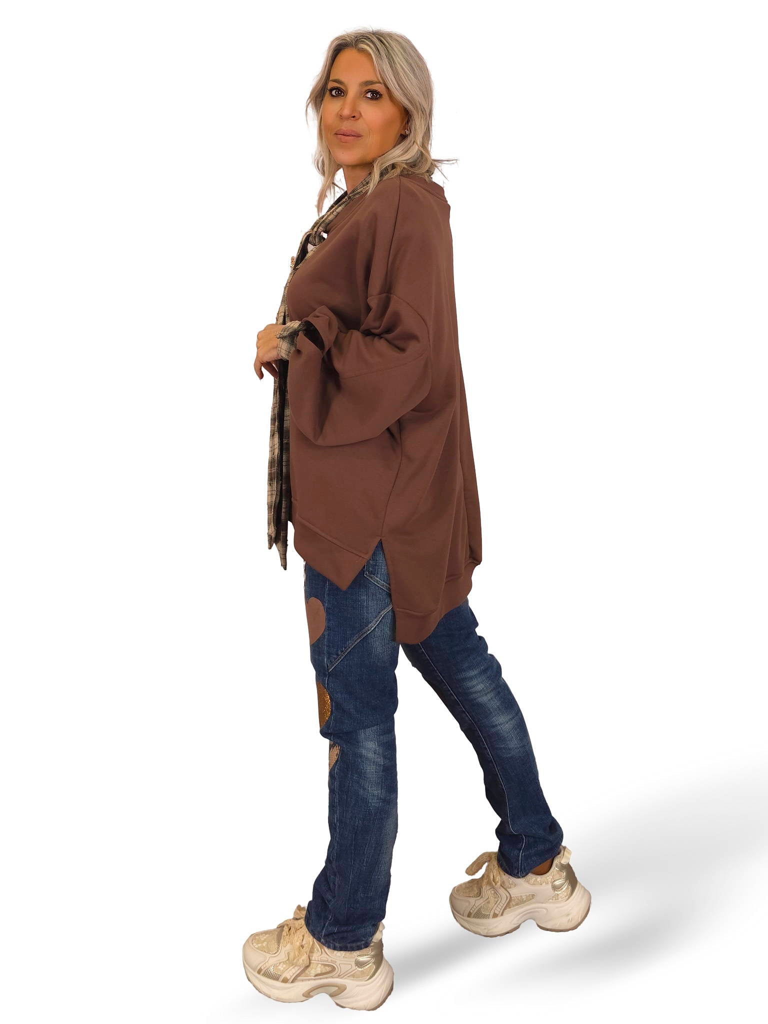 Sweatshirt oversized JOT com gola de fita