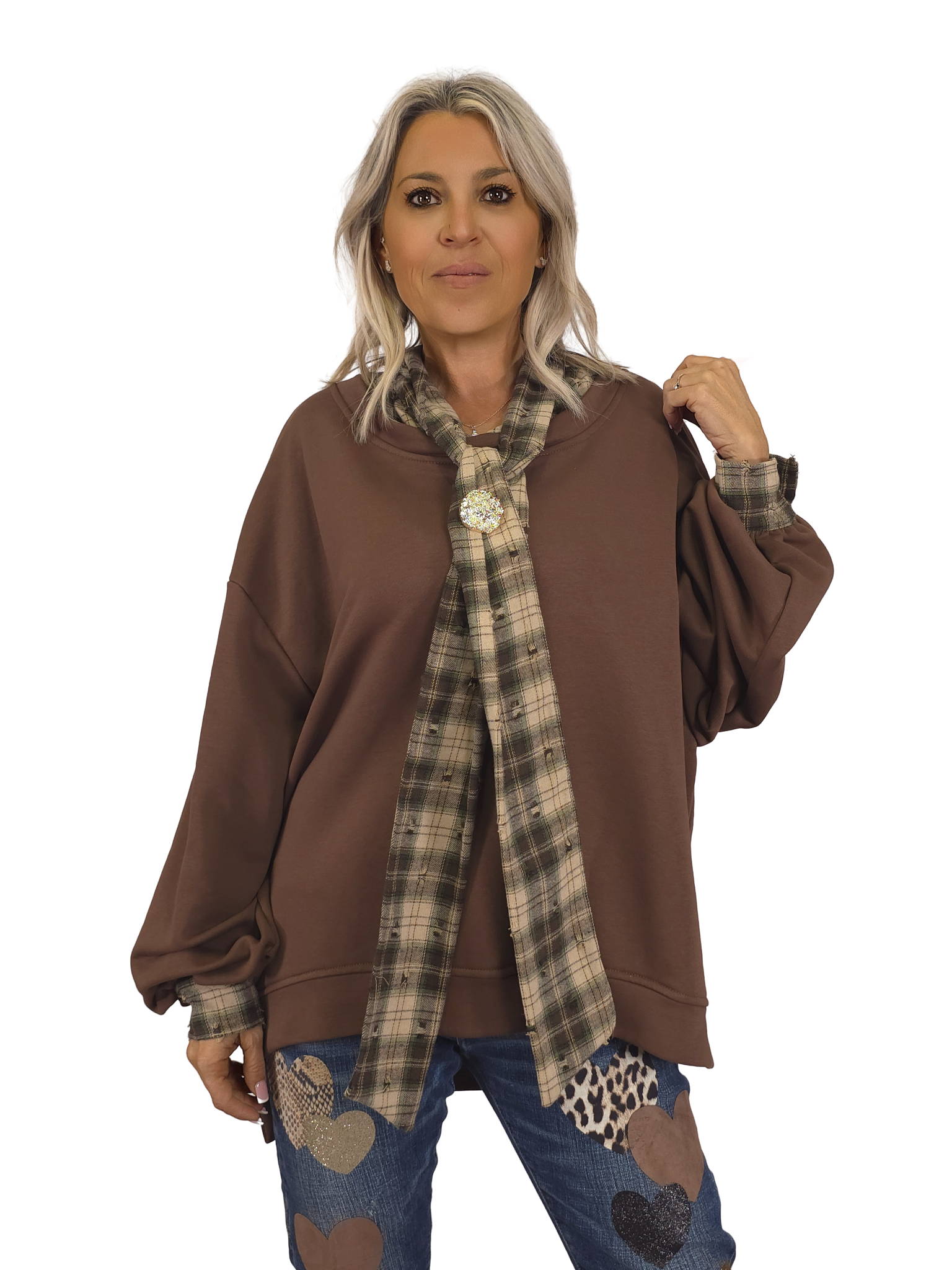 Sweatshirt oversized JOT com gola de fita