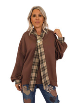 SUDADERA OVERSIZE CUELLO LAZO CUADROS JOT