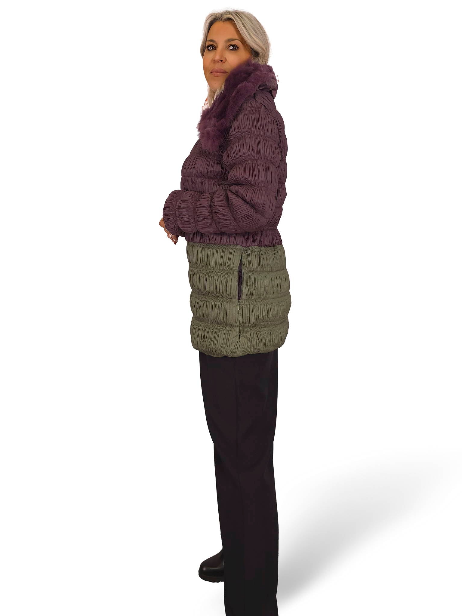 PARKA BICOLOR ENGOMADO PELO SOLAPA JOT