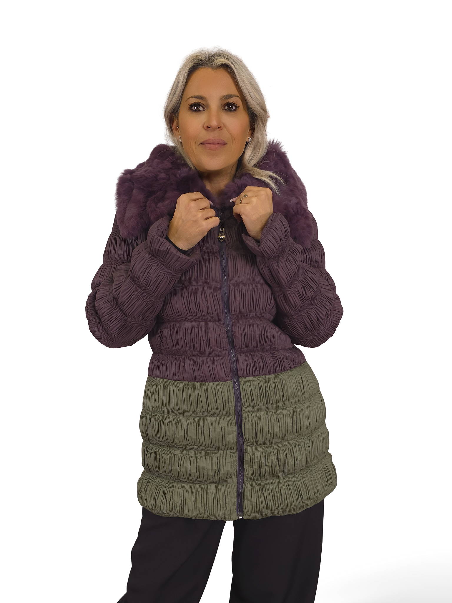 PARKA BICOLOR ENGOMADO PELO SOLAPA JOT