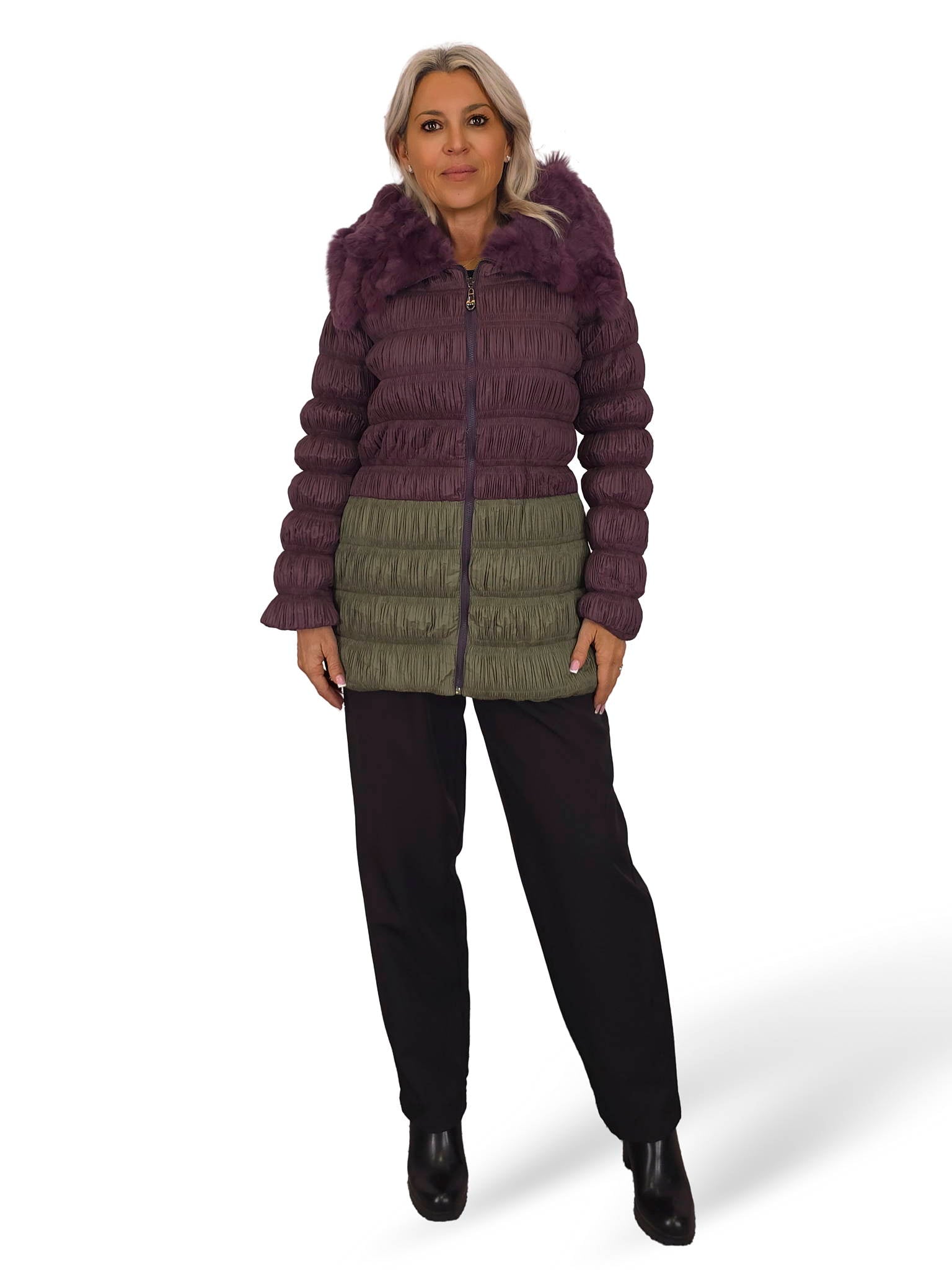 PARKA BICOLOR ENGOMADO PELO SOLAPA JOT