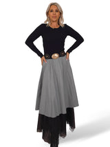 FALDA PLISADA ECOPIEL TUL JOT