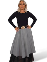 FALDA PLISADA ECOPIEL TUL JOT