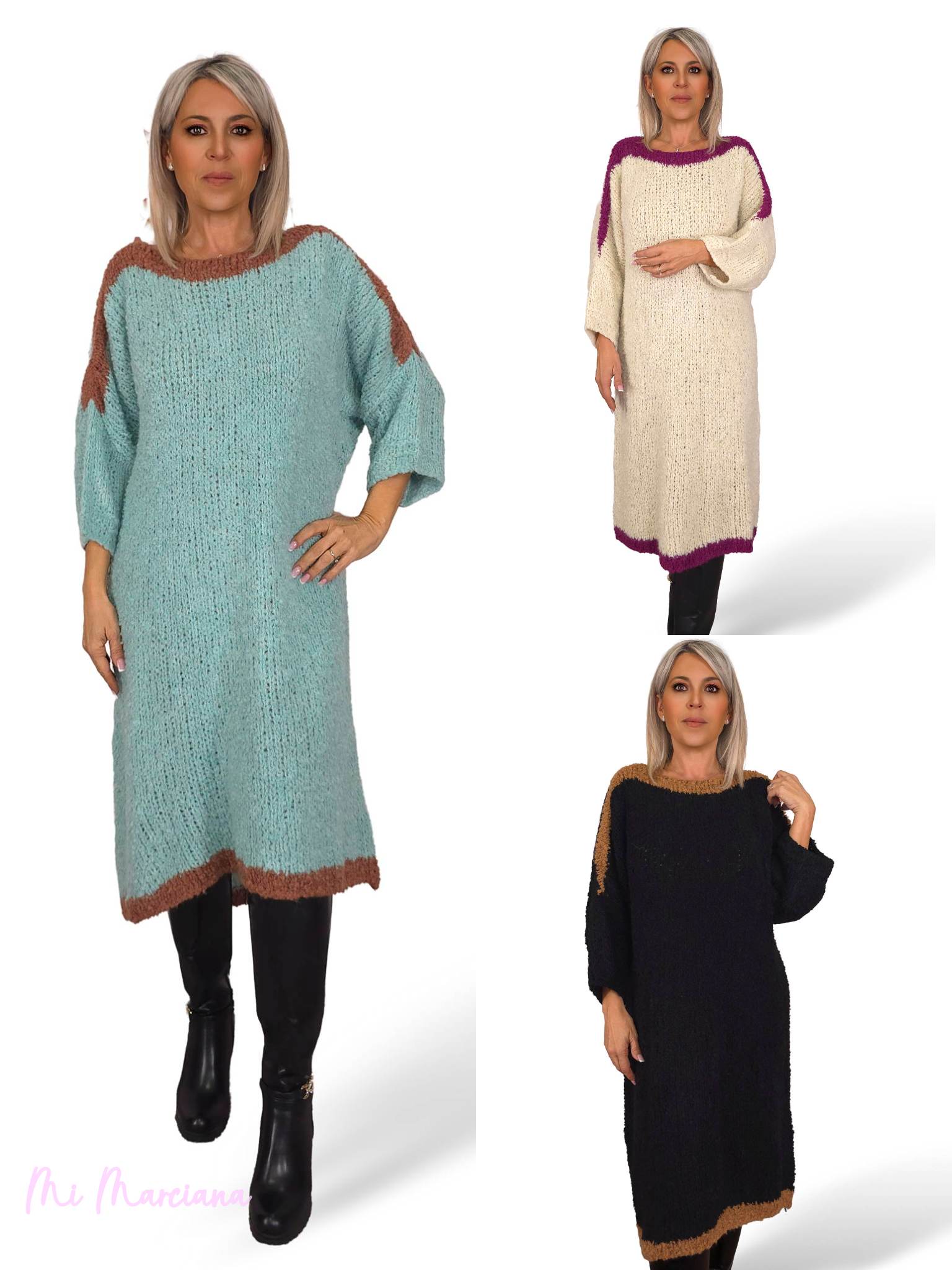 VESTIDO PUNTO GORDO BICOLOR JOT