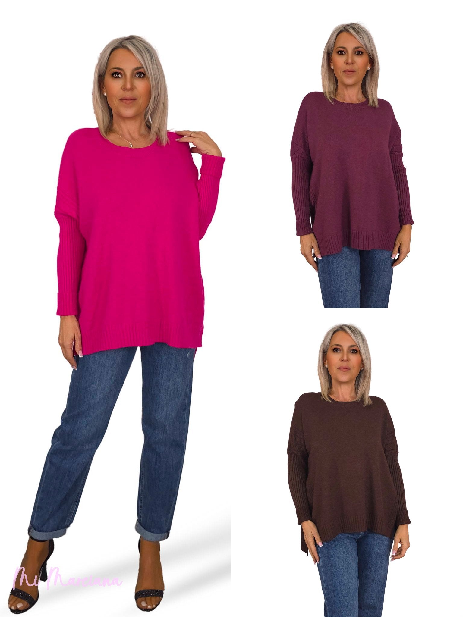 Camisola de manga canelada com tranças