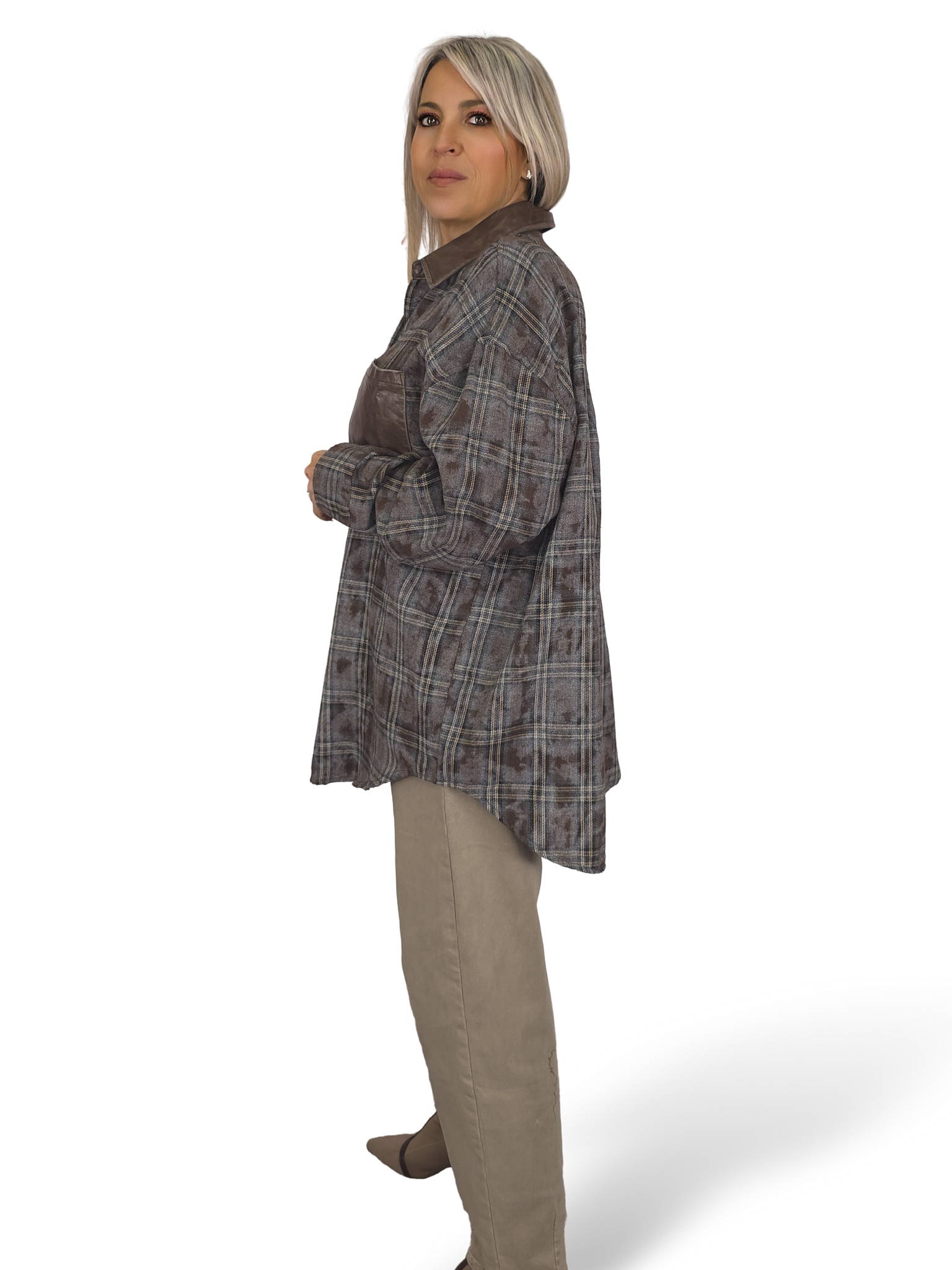 Camisa xadrez maxi JOT em ecopele