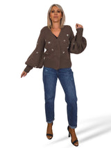 JACKET WITH BALLOON SLEEVES AND CRYSTALS