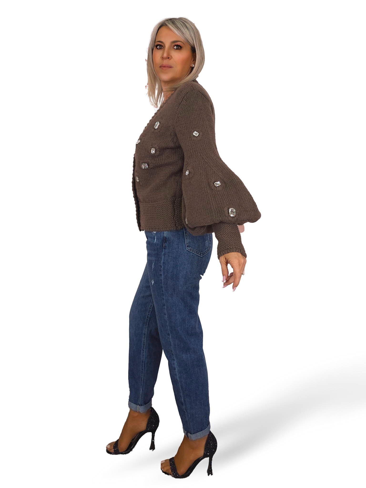 JACKET WITH BALLOON SLEEVES AND CRYSTALS