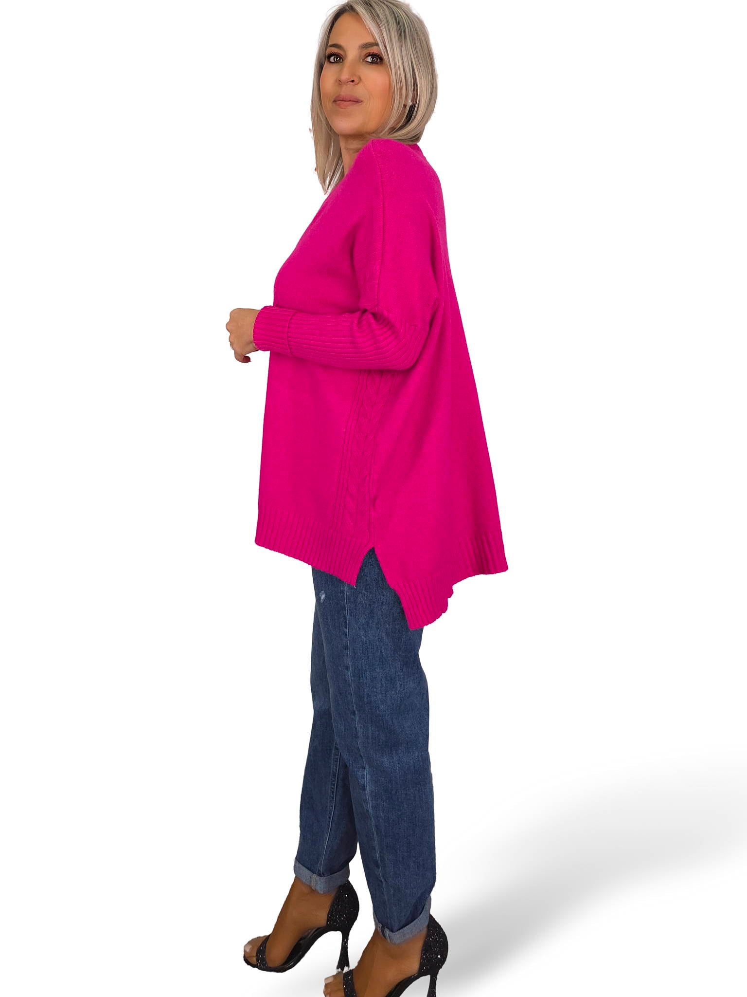 Camisola de manga canelada com tranças