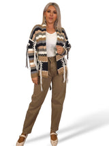 CHAQUETA PUNTO RAYAS MULTICOLOR FLECOS JOT